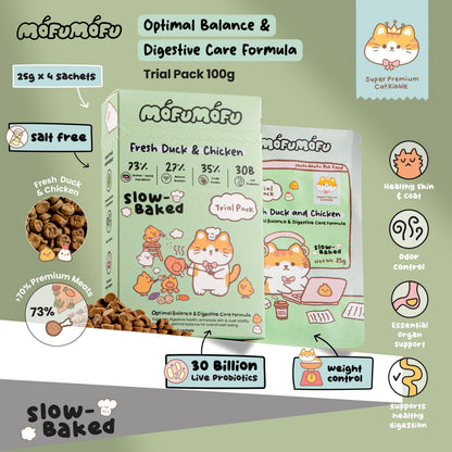 Slow-Baked Fresh Duck & Chicken - Optimal Balance & Digestive Care (Trial Pack 100 G)